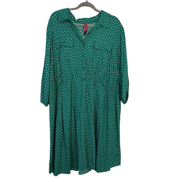 Torrid Emerald Long Sleeve Shirt Dress Plus Size 4X Business Casual Holiday - Picture 1 of 7